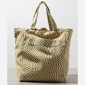 BAGGU Giant Pocket Tote Moss Trippy Checker